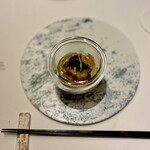 JINBO MINAMI AOYAMA - 白茄子と甘酒の食べるスープ｡コンソメゼリー､キャビア､ハーブを添えています。