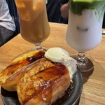 WISE MAN COFFEE 武蔵小金井駅南口店 - カフェオレとココナッツ抹茶ミルクラテ