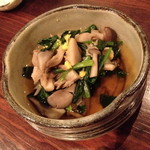 和食　貴山 - ほうれん草ときのこの温かいおひたし。２０１４年１０月