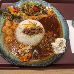 BOTANI：CURRY 梅田店 - ボタニカリー×シュリンプカリー 1350円
                                クリームチーズ豆腐 160円
                                ピクルス大盛り 130円
                                大盛り 210円
                                激辛 100円