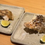 すしやのたい悟 - ノドグロの塩焼き（mmさん）
      　　　　　　甘鯛の松笠焼き（パープルキャットさん）