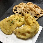 旬菜和味 - 蓮根焼き＆天婦羅