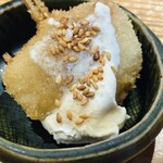 串揚げとおでん コムロテツヤ - イチヂクとマスカルポーネ　熱ですぐ溶けます