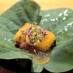 まとい 銀座 - 先付け 目にも麗しいキラキラな雲丹とお肉