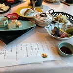 KKR水上 水明荘 - 夕飯ロイヤルプラン。刺身や鮎などボリュームあります。