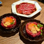 厳選焼肉 一石三鳥 - ユッケ、和牛たたき