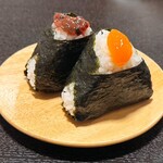 ふたご申 - 卵黄醤油漬け、梅しその実かつお
