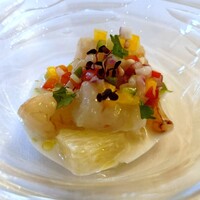 小笠原伯爵邸 - 前菜1：赤海老と帆立のマリネ レモングラスと柑橘〈Condesa〉