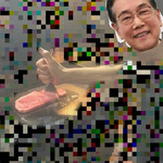 山重食肉 - セルフシェフで満足げな父上(80手前)
