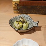 鮨 尚充 - 泉州水茄子と塩昆布、オリーブオイル