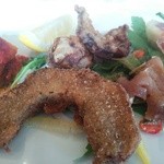 SAKURAGUMI - ANTIPASTO-2 幻のキノコ アカヤマドリのフリット､ハリイカフリット､ピーマンとハマチのソティ