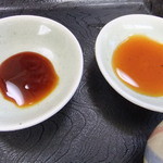 そばがき用の生醤油(かな?)&つけ汁