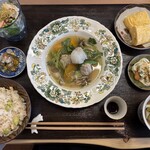 食堂まる - 定食　お野菜と出汁たっぷり肉団子