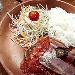 びっくりドンキー - 茄子とベーコンのアラビアータバーグディッシュS