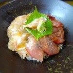 割烹 水天閣 - ひらめと縞かつおのヅケ丼 (1080円)