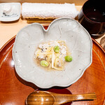 銀座 しのはら - 鱧、黄韮、新銀杏、煎り酒の餡