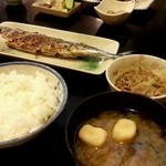 松 - さんま定食￥650,納豆＋￥50