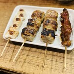 かっぱ園 - 単品でつくねとレバーとささみ梅肉