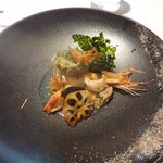 レストラン マノワ - 赤海老のポワレとムース　白ハマグリのナージュ仕立て（2014.10）