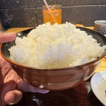 銭函バーベキュー - 大盛ご飯　今時、おかわり自由なのが、嬉しい(⌒▽⌒)