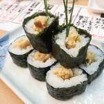 鮮魚店の立ち寿司 アカマル - 大人の納豆巻き「茗荷とシブレットの香り」※短冊表記通り
