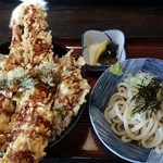 天ぷら桂 - 穴子と海老と野菜の天丼ミニうどん