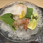 新ばし 星野 - キジハタの洗い　車海老の洗い　お造り