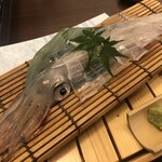 もつ鍋ながまさ - イカの活き造りは予約時にお願いしておきましたd(^_^o)