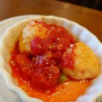 釜めし菜時記 さき亭 - コースの一品料理、海老団子と旬野菜のオーブン焼き