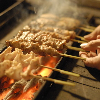 Authentic charcoal grilled Yakitori (grilled chicken skewers)!