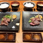 創作鉄板焼き ラフアージョ - ステーキ❤️
      ライス＆お味噌も到着✨