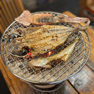生簀から揚げたばかりの魚貝類を七輪焼で堪能