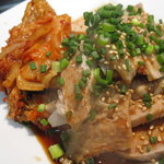 Korean style boiled pork and kimchi