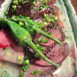 ふく田 - 牛ハツ塩焼き辛子ソース