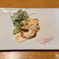 鉄板焼 天 本丸 - 海老とブロッコリーのマヨネーズ焼き