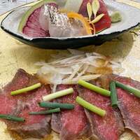 花蝶 銀座本店 - 小さなお造りと松坂牛カルパッチョ