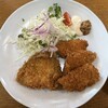 Ryotei Mikado - ・アジフライとチキンカツ定食～内容は小ぶりなアジフライ一尾と此れも小さめなチキンカツ四つ