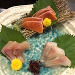 馬肉バル 新三よし 松本本店 - 信州魚刺三種盛（信州サーモン・大王岩魚・信州雪鱒）