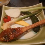 北海亭 - お通しの油みそヤングコーンちょうだい！！