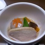 石花海 別邸 かぎや - 煮物　鴨ロース　南京　里芋　エリンギ　紅葉人参　豌豆 海老そぼろ餡