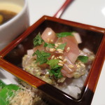 salle de Makino - 真鯵のなめろうのお寿司、新生姜、茗荷