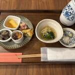 蕎麦 みろく - 黄色いプリンみたいなのは「バターナッツ」だそうです。その右隣は「レッドムーン」（だったかな？）というジャガイモのマッシュ。