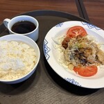 バーミヤン - サバと唐揚げ日替わりランチ\(//∇//)\