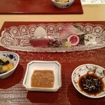 馬場乃町 はやし - 本日のお造り！(宵桜鯉　鰹　海胆、甘海老、磯辺和え)