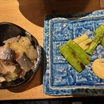 函館海鮮料理 海寿 - たっぷり鰊のニシン漬けとアスパラ焼き