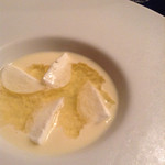 名前のないイタリア料理店 - 2014.10コーンとトマトジュレ&モッツァレラのスープ