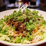 田燕 まるかく三 - 羊豚マーラービャンビャン麺＋パクチー追加