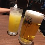 ぼてやん多奈加 - 生ビール￥620  、オレンジジュース￥270