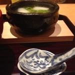 ごだん 宮ざわ - 2014年8月：ランチ(\5800)…賀茂ナスと万願寺唐辛子と冬瓜の牛テールスープ