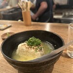 吾一 - 締めは、この茶漬けと焼きおにぎりと焼き鳥丼とから選べます。